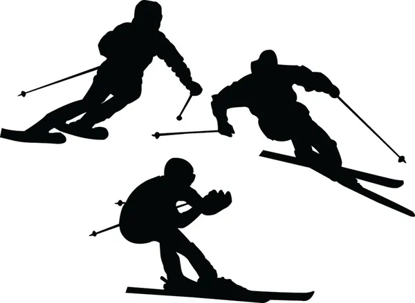 Ilustração de silhuetas de esquiadores —  Vetores de Stock