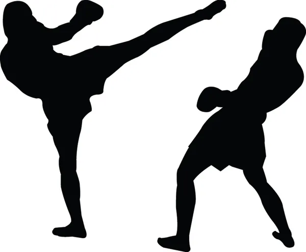 Silhouette kickboxing Vecteurs De Stock Libres De Droits