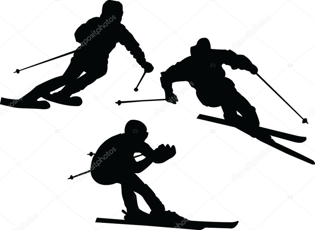 Illustration of skiers silhouettes