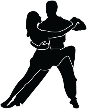 Tango couple silhouette clipart