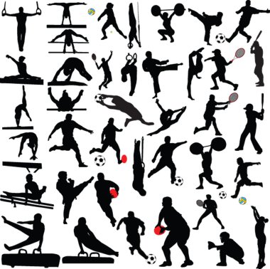 Big sport collection silhouette clipart