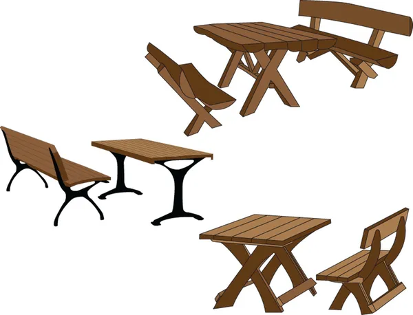 Tavolo e panca nel parco — Vettoriale Stock