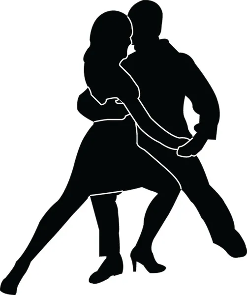 Silueta pareja tango — Vector de stock