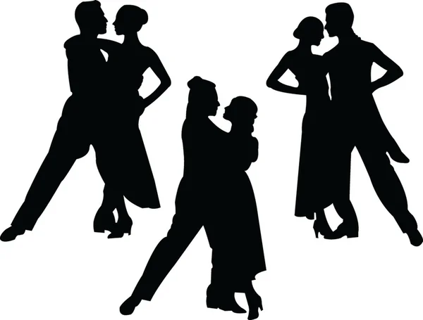 Collection silhouette couple Tango — Image vectorielle
