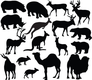 Wild animals silhouette clipart