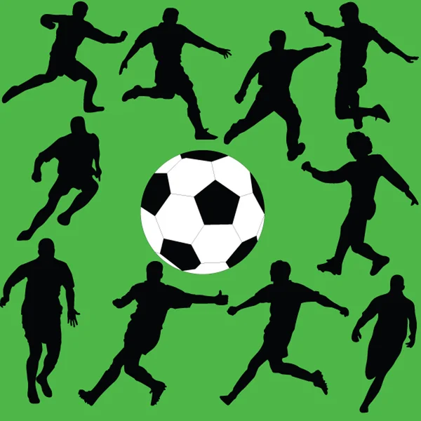 Futbol oyuncuları toplama siluet — Stok Vektör