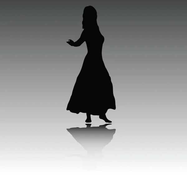Silhouette fille avec réflexion — Image vectorielle