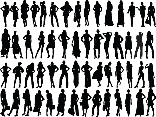 Collection silhouette fille — Image vectorielle