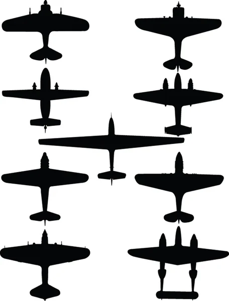 Eski uçaklar koleksiyonu 2 — Stok Vektör