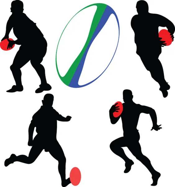 Rugby spelers collectie silhouet — Stockvector