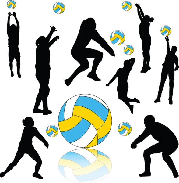 Collection de joueurs de volleyball — Image vectorielle