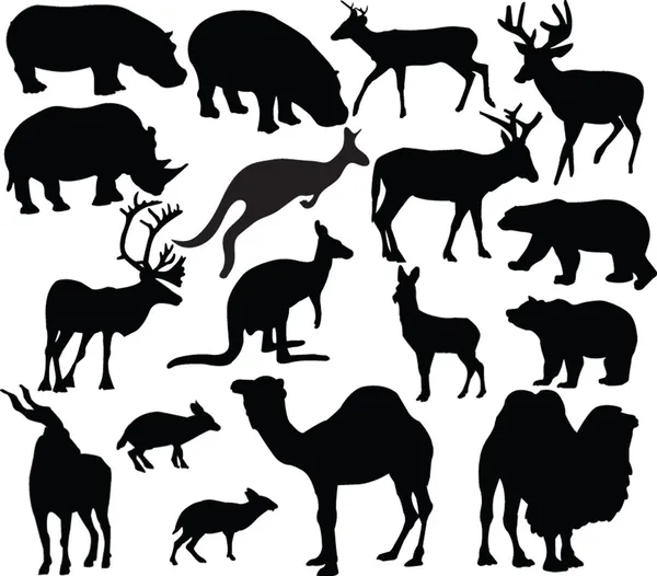 Silhouette d'animaux sauvages — Image vectorielle