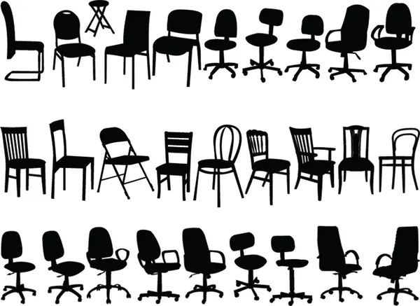 Big collection of chairs — Stock Vector