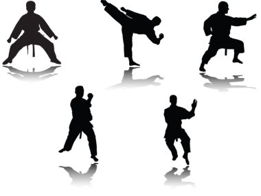 Karate player with shadow clipart