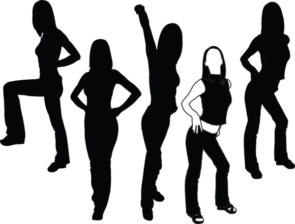 Flicka i olika poser — Stock vektor