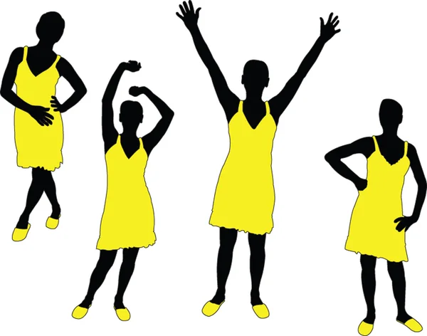 Lány sárga ruhában — Stock Vector