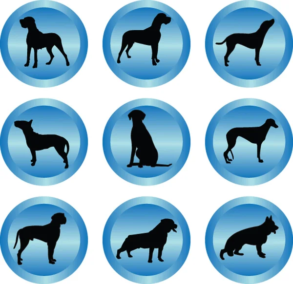 Dog collection in buttons — Stock Vector