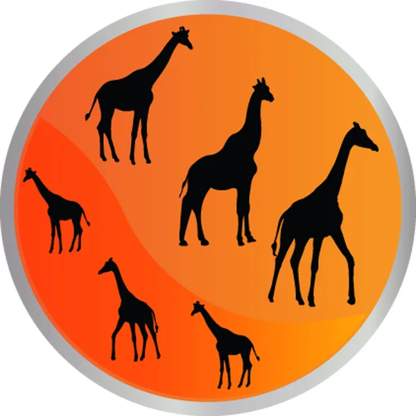在按钮中的长颈鹿 — 图库矢量图片