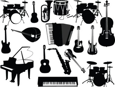 Musical instruments collection clipart