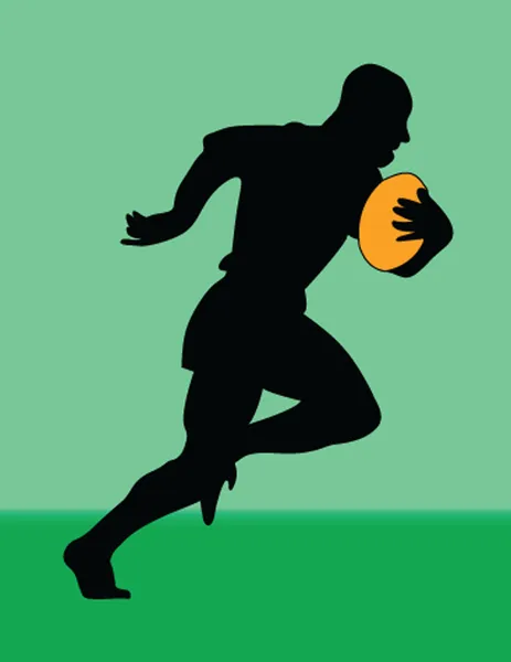 Rugby player siluet — Stok Vektör