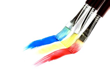 Paintbrush painting a rainbow stripe clipart