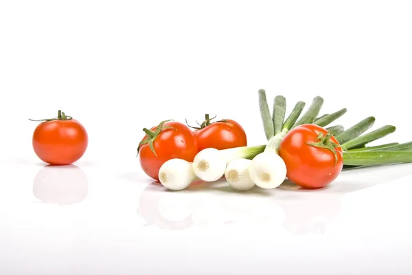 stock image Spring onions and tomato