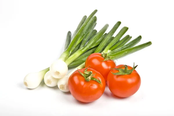 stock image Spring onions and tomato