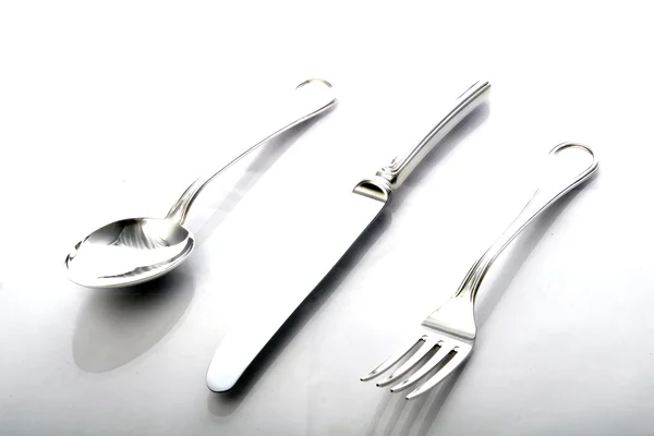 Colher, faca e garfo — Fotografia de Stock