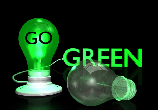 Vá lâmpada de luz verde — Fotografia de Stock