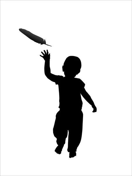 Enfant et plume — Image vectorielle