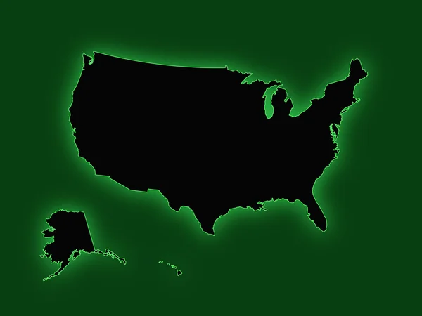 绿色美国地图 — 图库矢量图片