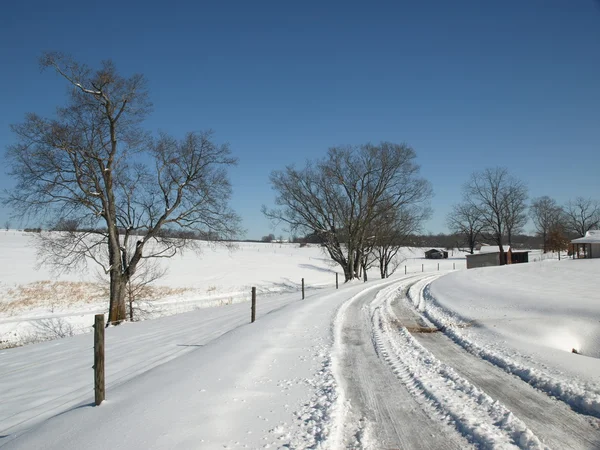 Rural road in the snow — Stock Photo, Image