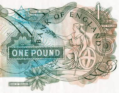 Close-up of an old English bank note clipart