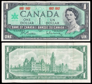 Old Canadian dollar bill clipart