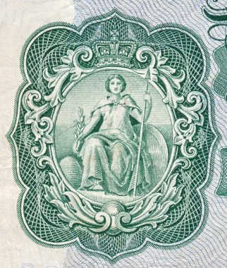 Britannia on an old English bank note clipart