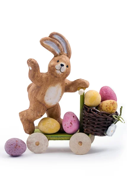 stock image Easter bunny delivering Easter eggs