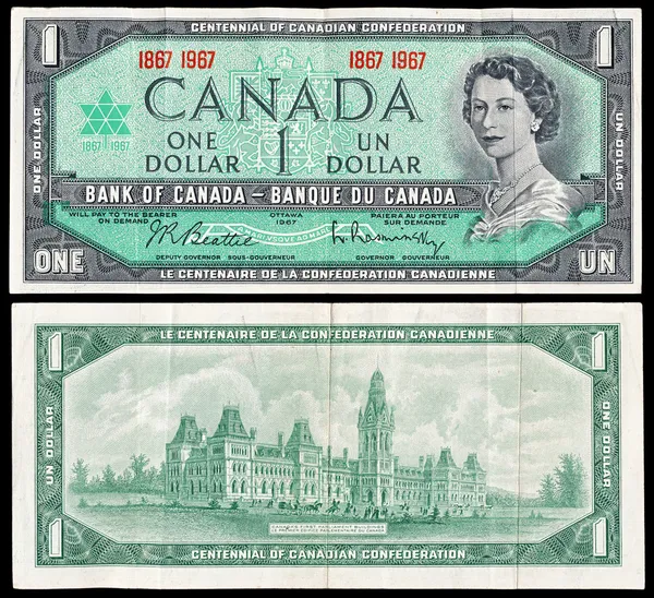 Conta de dólar canadense velha — Fotografia de Stock