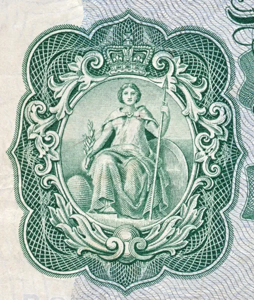 Britannia op een oude Engelse bankbiljet — Stockfoto