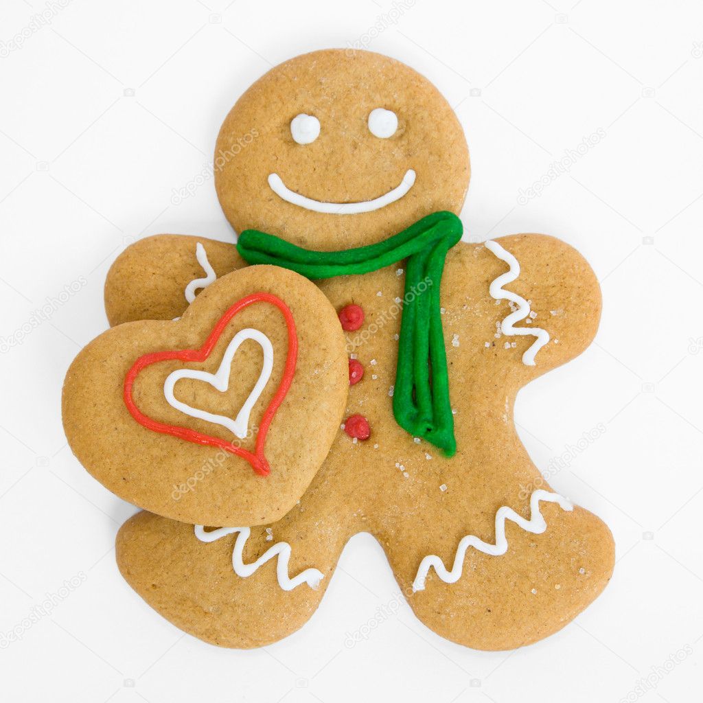 Gingerbread man with gingerbread heart