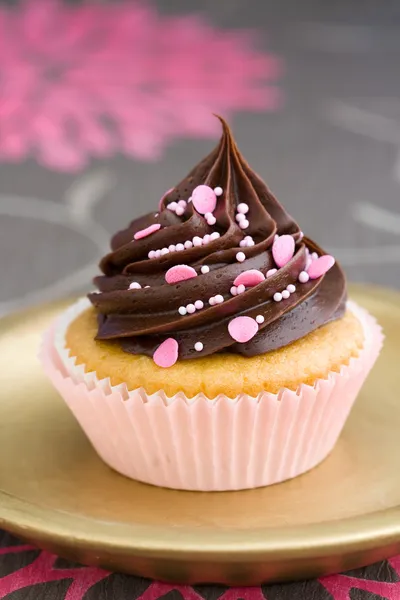 Pink chocolate cupcake — Stock Photo, Image