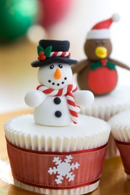 Christmas cupcakes clipart