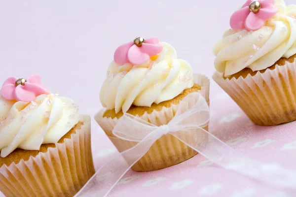 Cupcakes rosa e branco — Fotografia de Stock