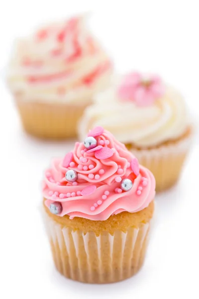 Cupcakes rosa e branco — Fotografia de Stock