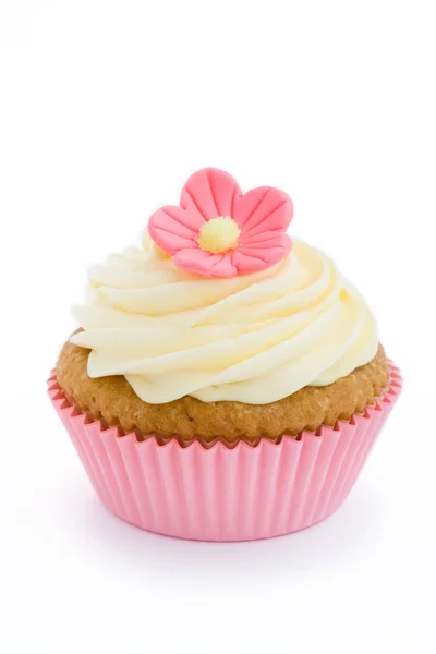 Roze bloem cupcake — Stockfoto