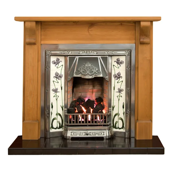 Pine fireplace — Stock Photo, Image
