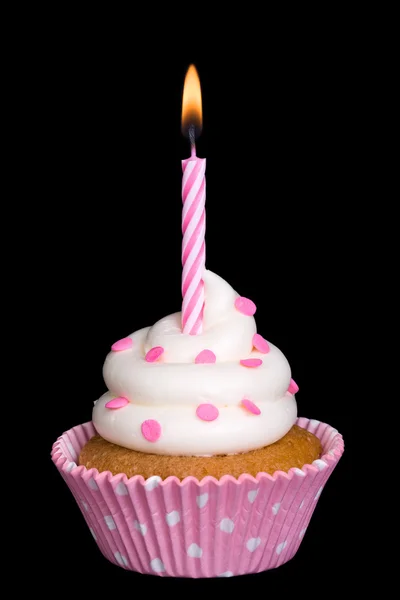 Roze verjaardag cupcake — Stockfoto