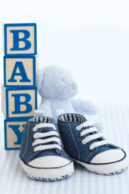 Blue baby shoes clipart