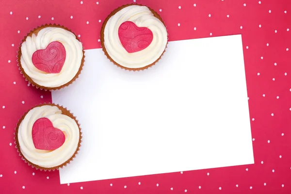 Alla hjärtans cupcake bakgrund — Stockfoto