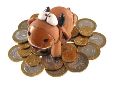 Money and bull. Isolated. clipart