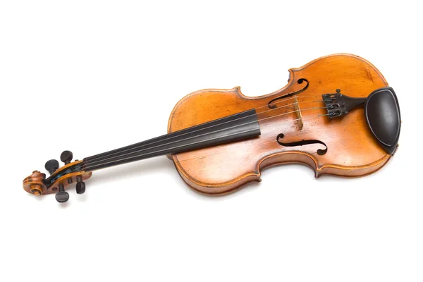 화이트에 오래 된 바이올린. 스톡 사진